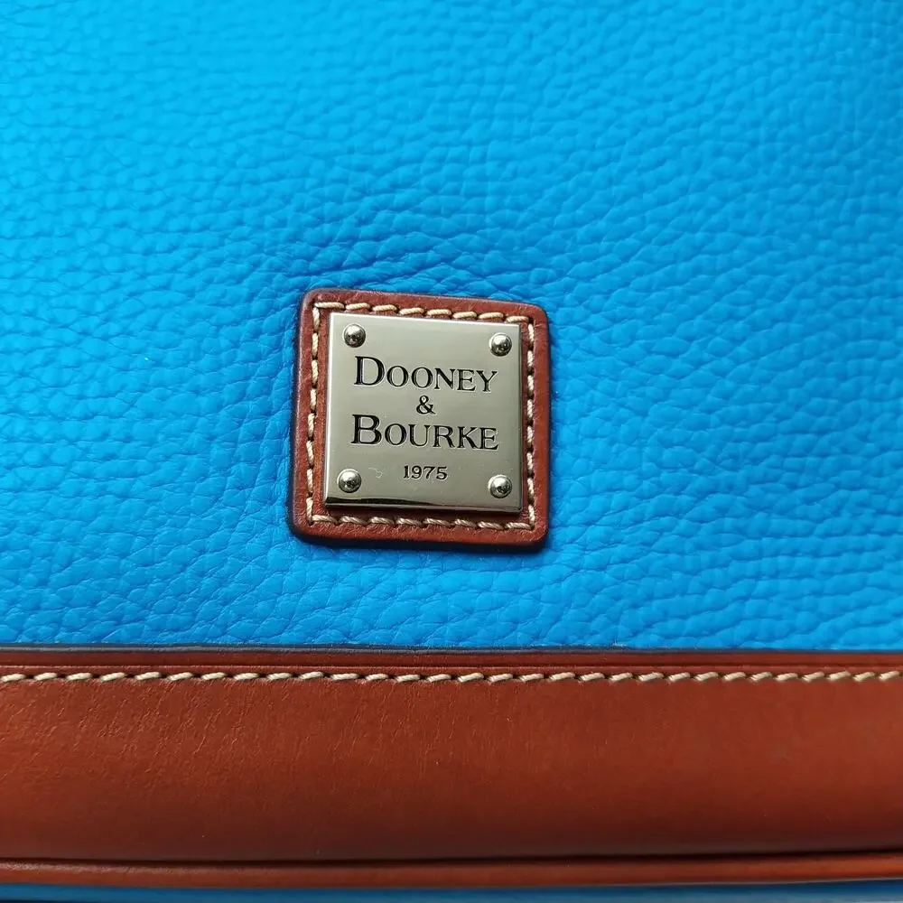 Dooney & Bourke Blue Pebbled Leather Double Handles Zipper Satchel Bag - NWT